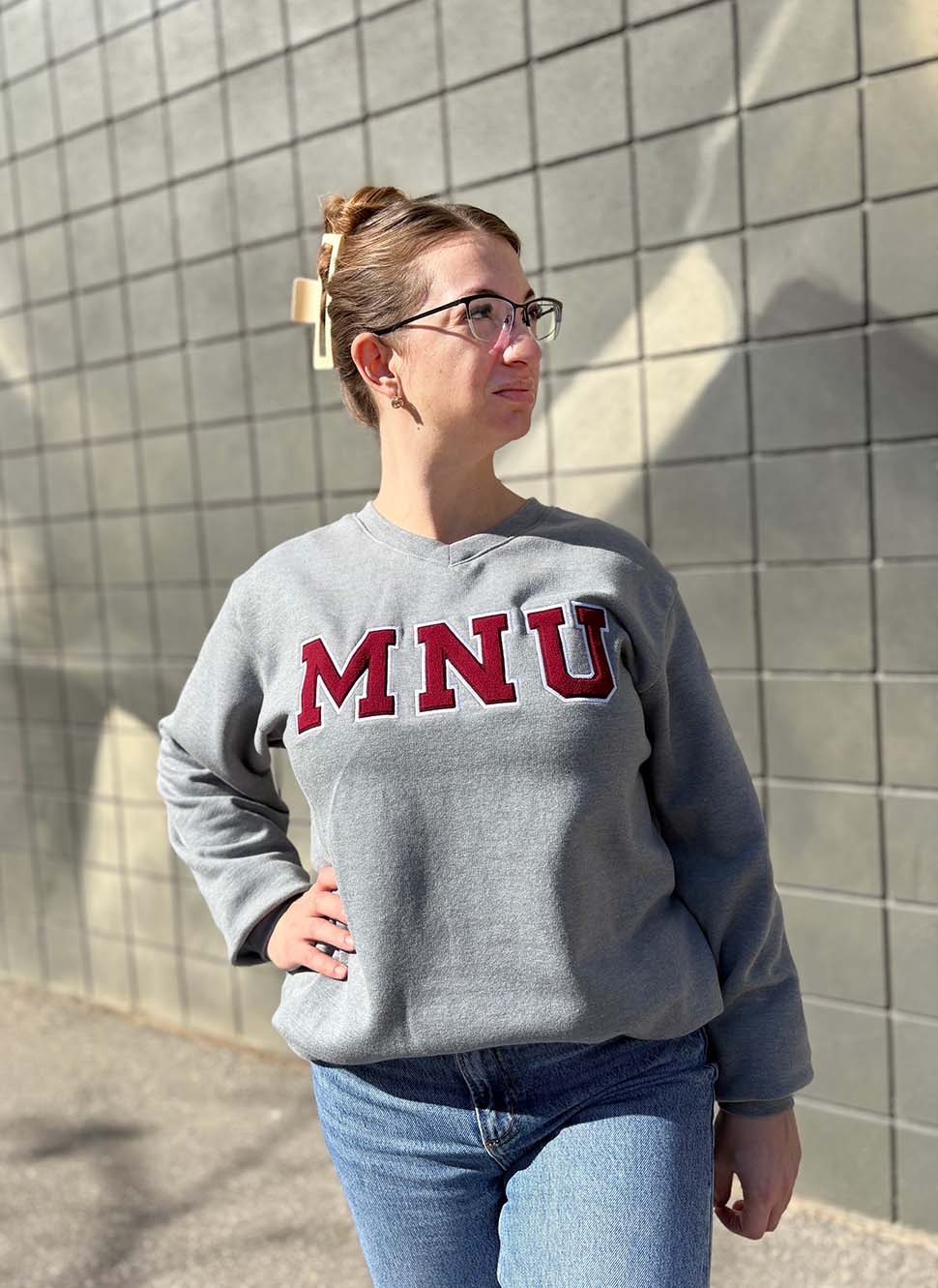 Unisex MNU Varsity V-Neck Sweatshirt