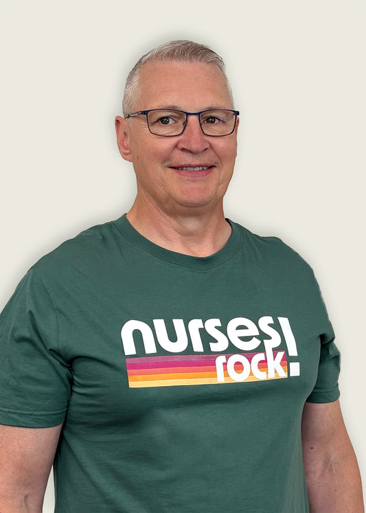 "Nurses Rock!" Retro Green Unisex T-Shirt